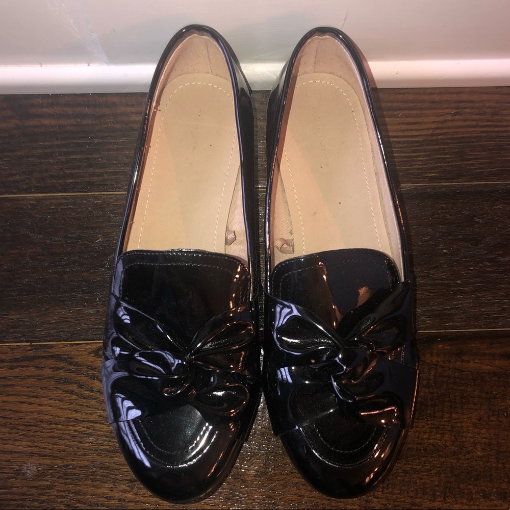 Black vinyl Zara loafers